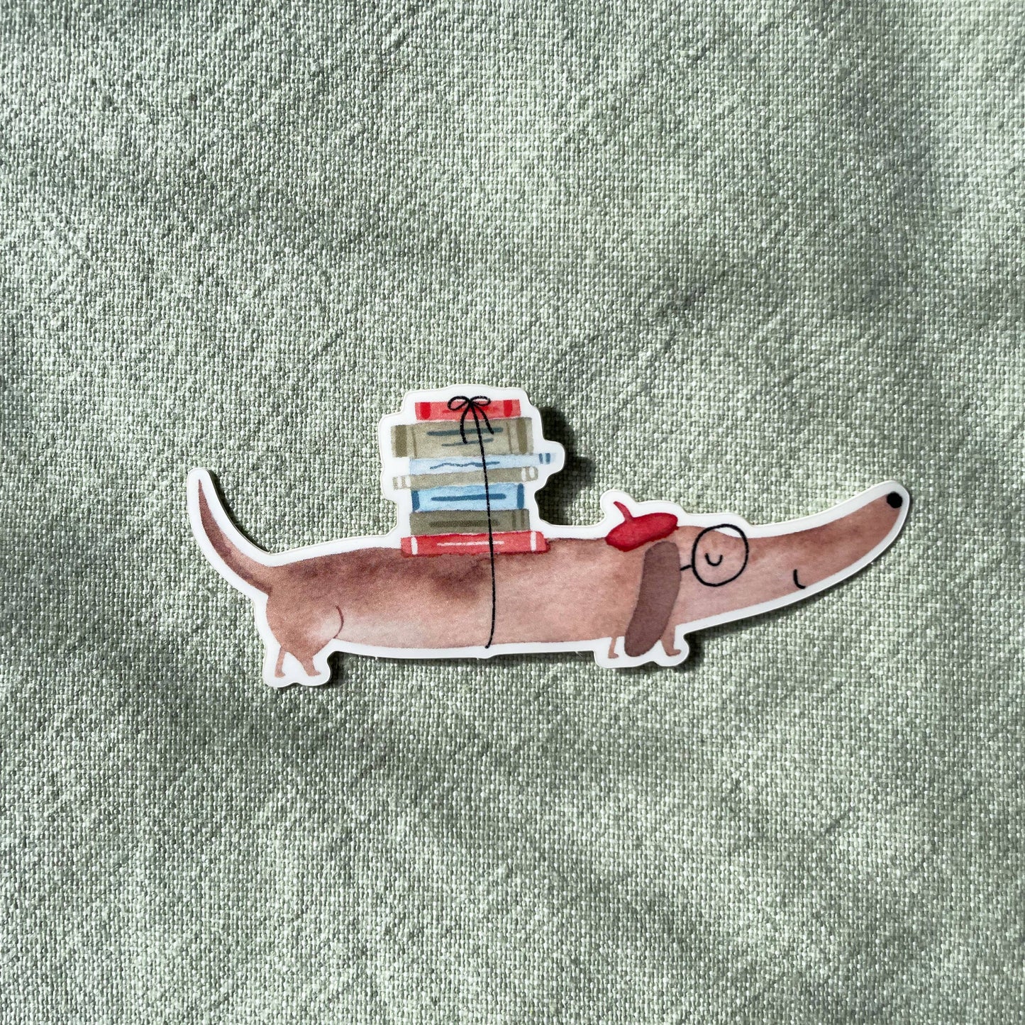 Sticker - Dackel mit Büchern 