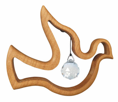 Fensterschmuck -  Friedenstaube mit Regenbogen-Kristall