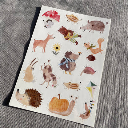 Stickerbogen - Wald und Wiese