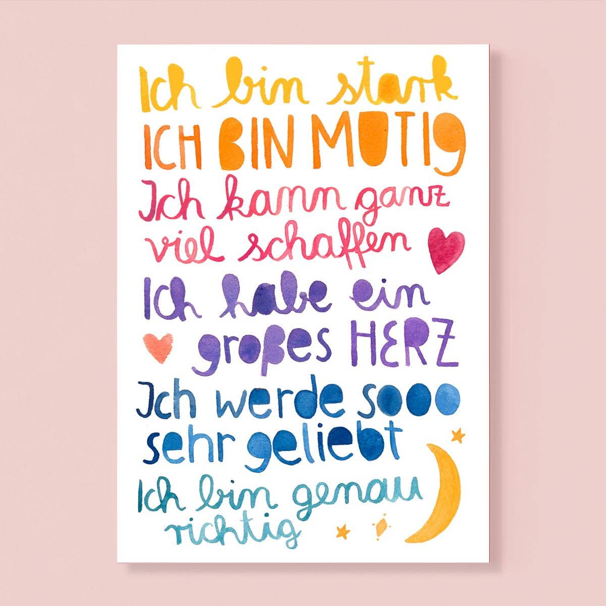 Postkarte Affirmation Ich bin stark von Frau Ottilie A6