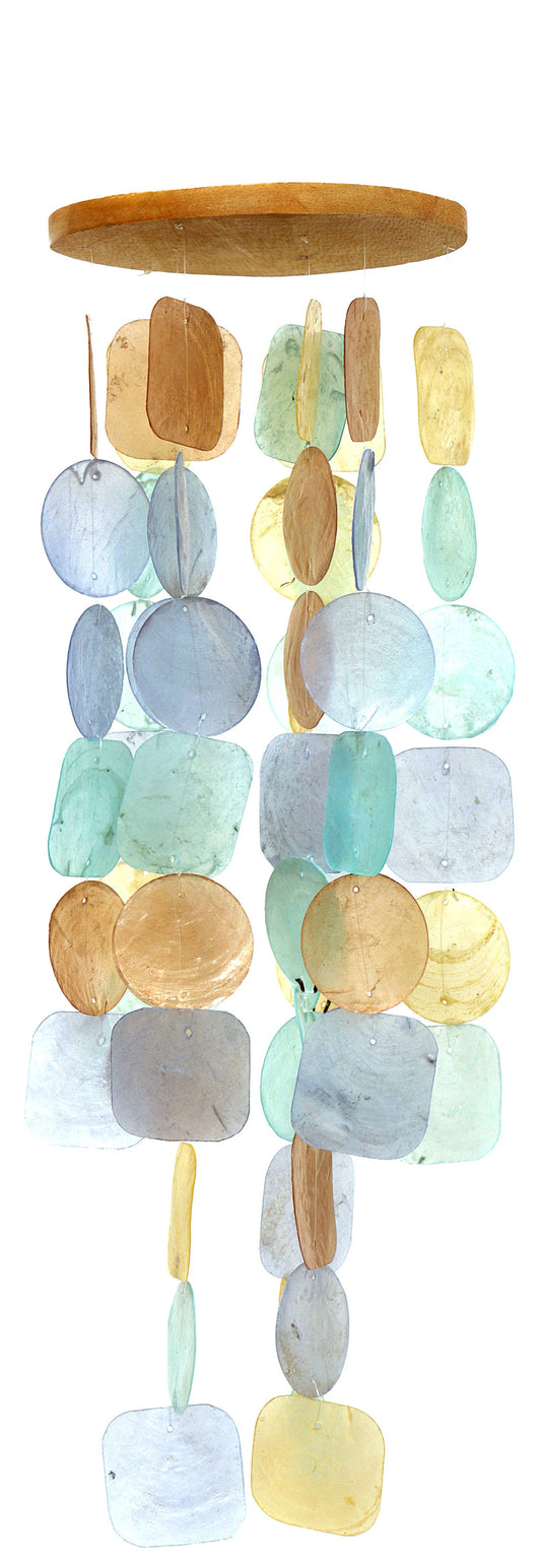 Muschelmobile rund, hellblau-gelb-braun