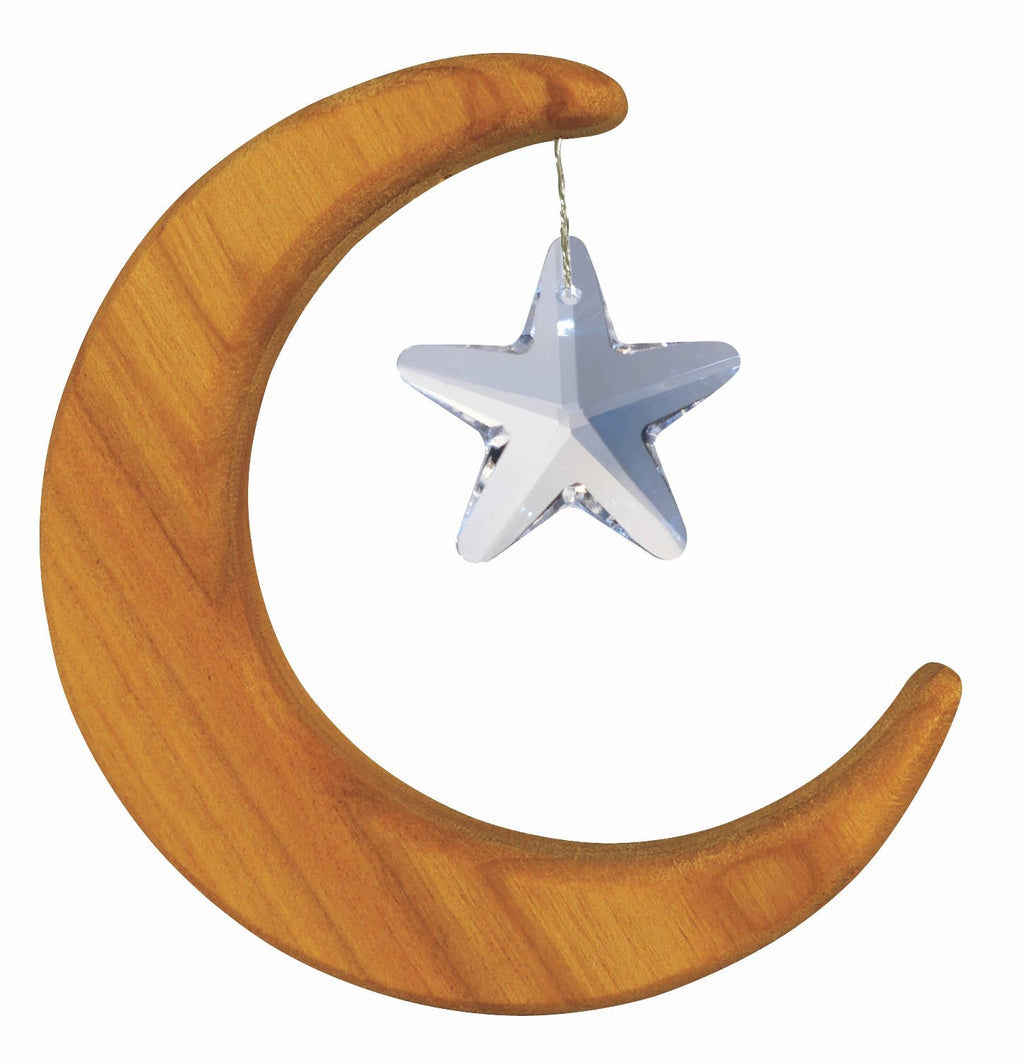 Fensterschmuck Mond mit Kristallstern von Sternengasse