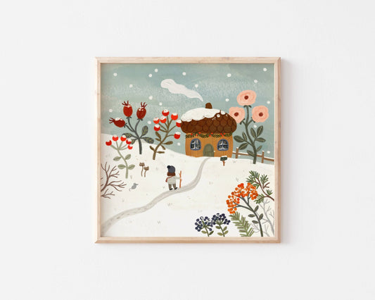 Print - Verschneites Eichelhaus (21x21cm)