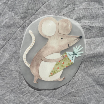 Bügelbild - Einschulung - Maus