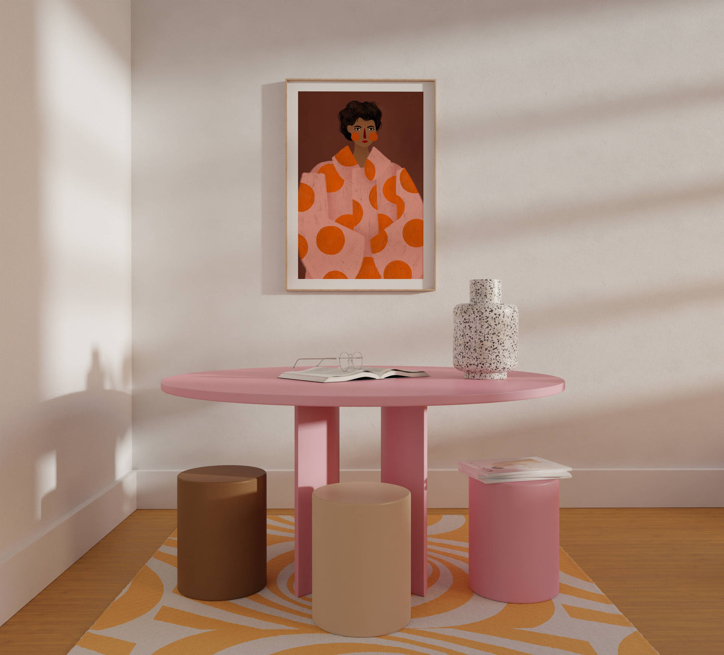 Die Frau mit den orangen Punkten - Kunstdruck A3
