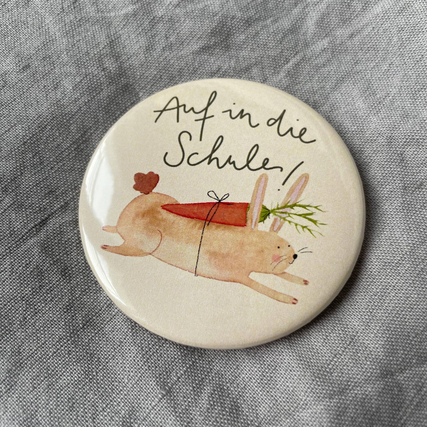 Button - Auf in die Schule - Hase
