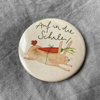 Button - Auf in die Schule - Hase