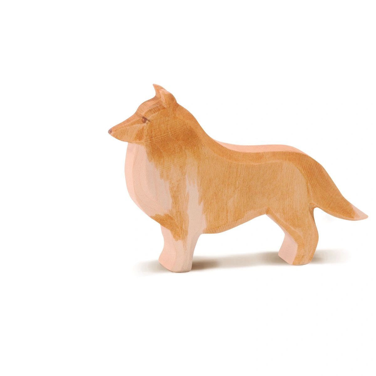Ostheimer Collie, Holzfigur eines hellbraun-weißen Hütehundes