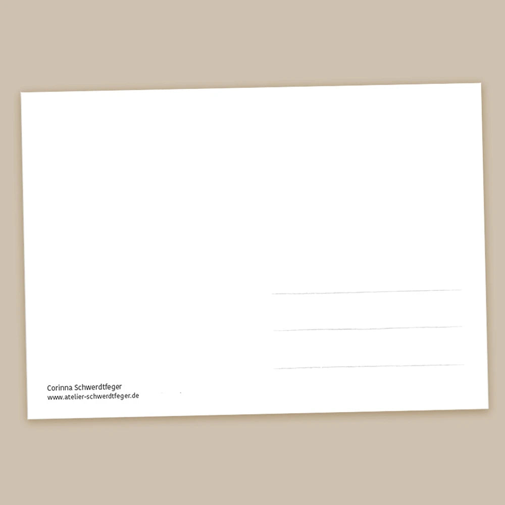 Postkarte Herzenslichtengel von Corinna Schwerdtfeger A6, Rückseite mit Linien für die Adresse