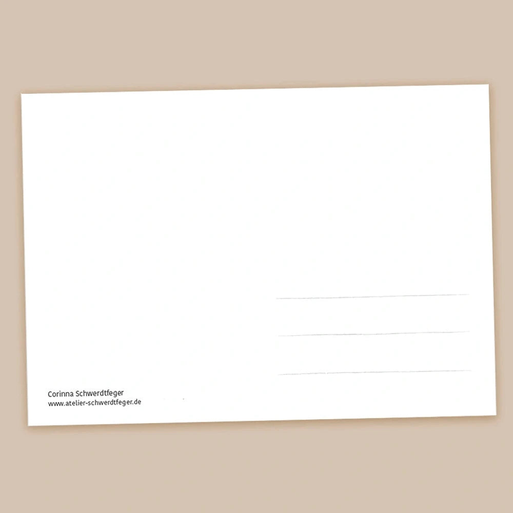 Postkarte von Corinna Schwerdtfeger A6, Rückseite mit Linien für die Adresse