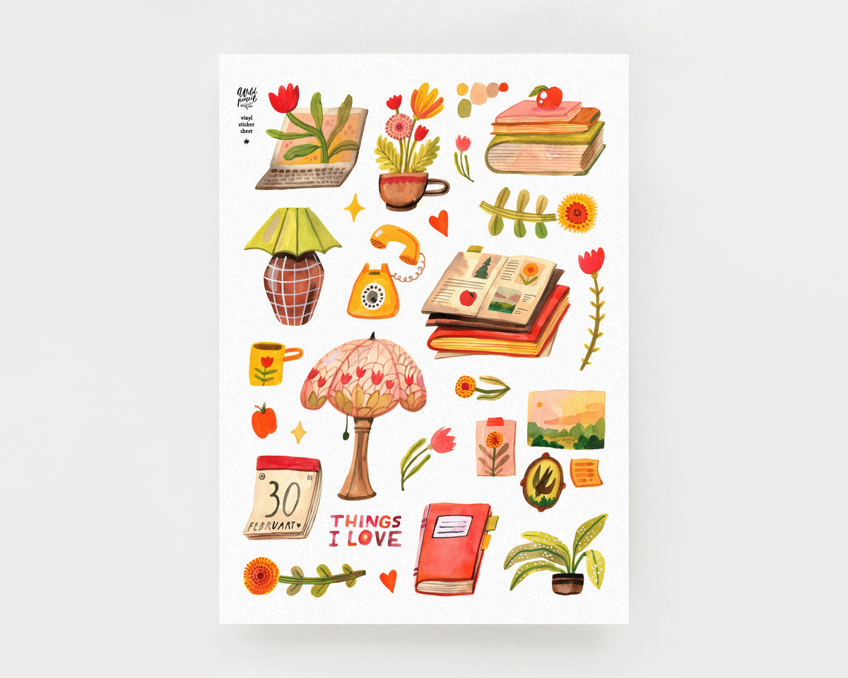 Washi-Stickerbogen - Dinge, die ich liebe