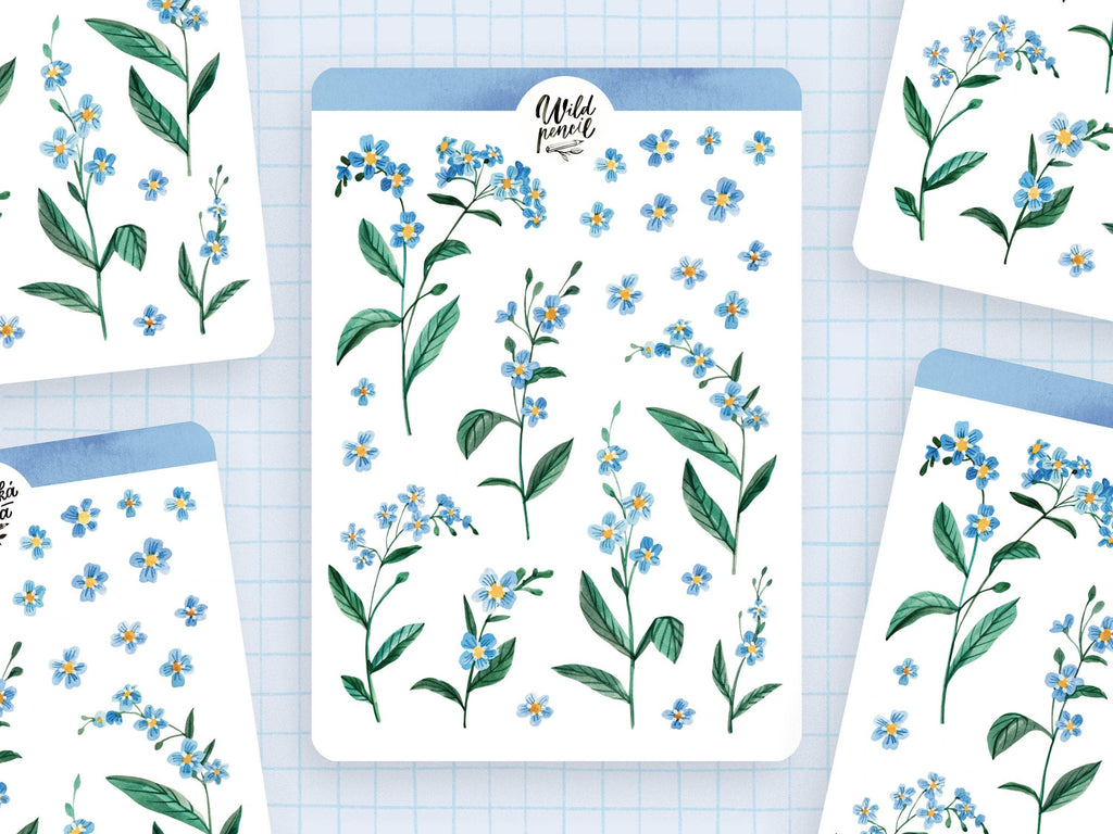 Stickerbogen Vergissmeinnicht von Wild Pencil Studio