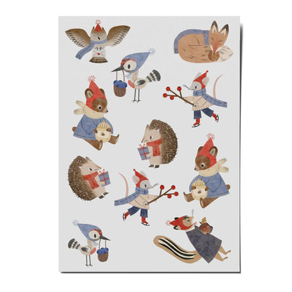 Kinder Tattoos - Wintertiere im Wald