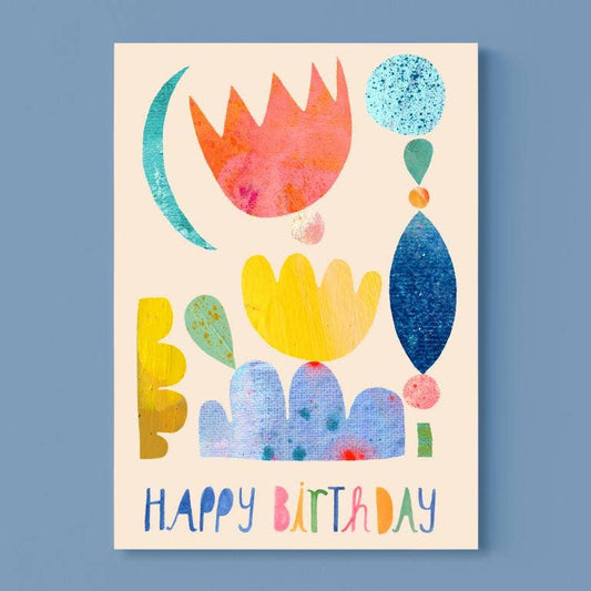Happy Birthday (mit Blumenmuster) A6