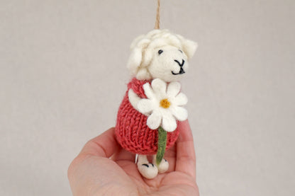 Filzanhänger - Schaf mit Blume