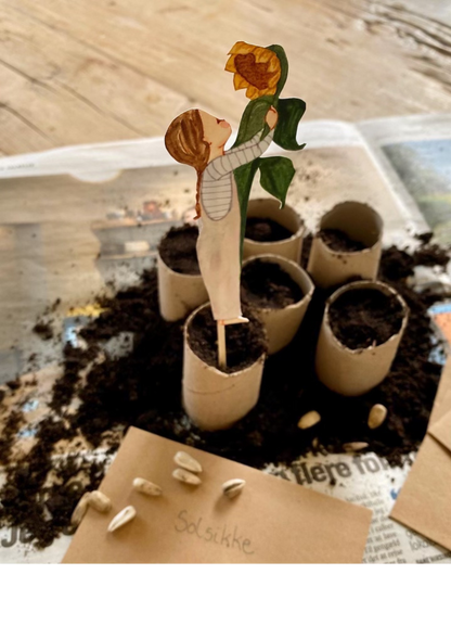 Bastelbogen - Kinder pflanzen Blumen