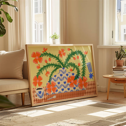 Print - Folk Verrückte Blumen
