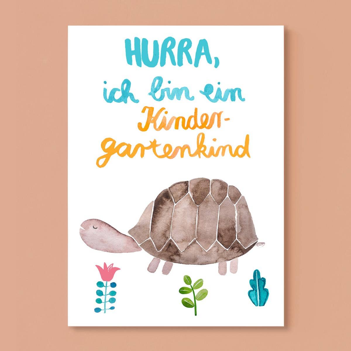 Kindergartenkind mit Schildkröte A6