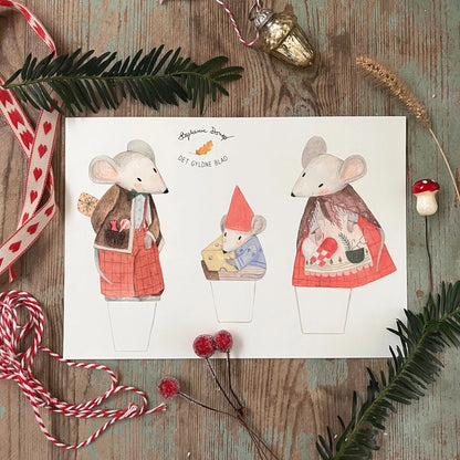 Bastelbogen - Weihnachtsmaus-Familie