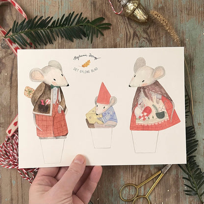 Bastelbogen - Weihnachtsmaus-Familie