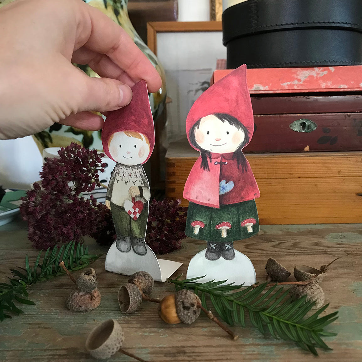 Bastelbogen - Wichtel Mädchen und Junge