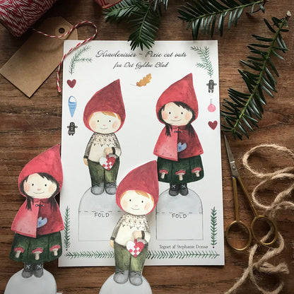 Bastelbogen - Wichtel Mädchen und Junge