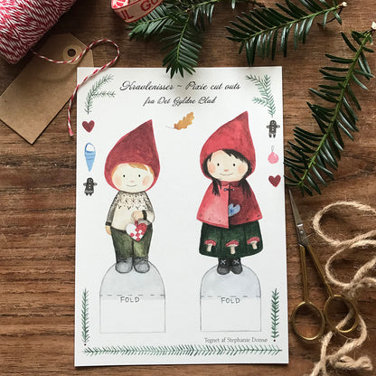 Bastelbogen - Wichtel Mädchen und Junge