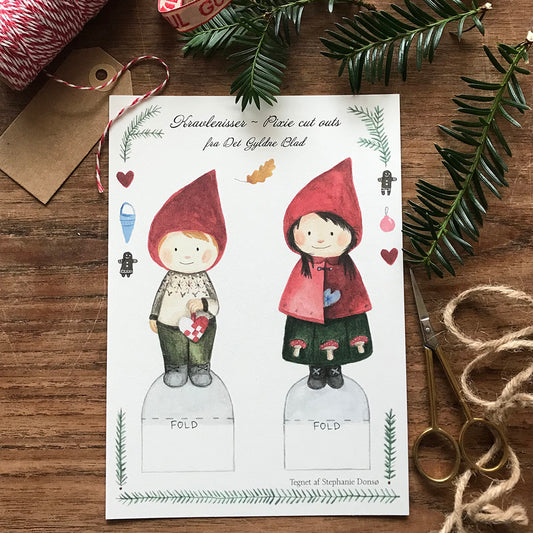 Bastelbogen - Wichtel Mädchen und Junge