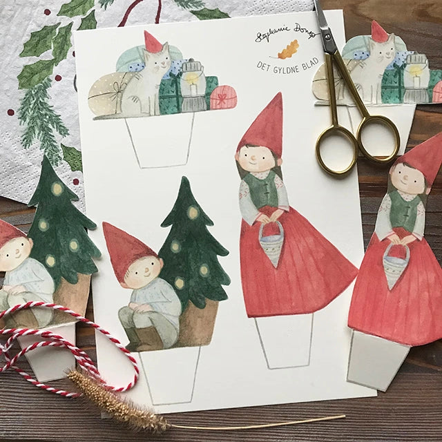 Bastelbogen - Wichtel mit Weihnachtsbaum