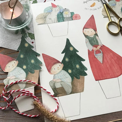 Bastelbogen - Wichtel mit Weihnachtsbaum