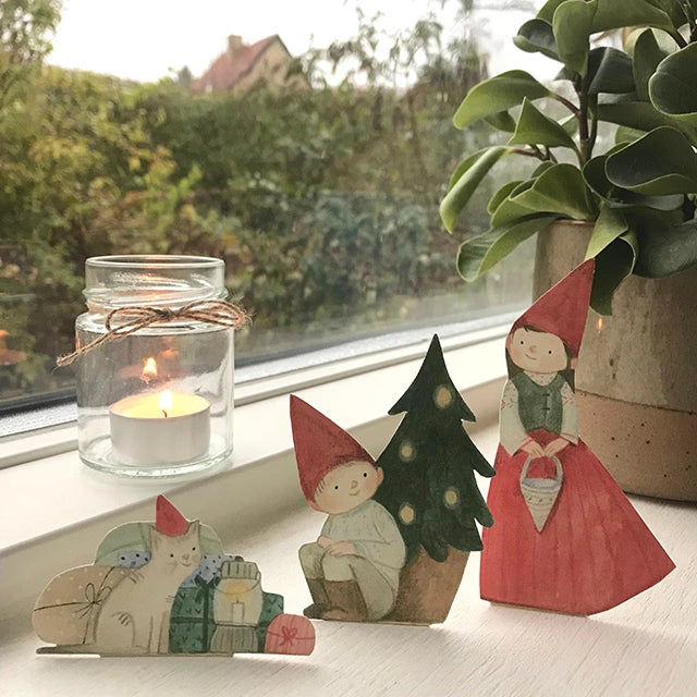 Bastelbogen - Wichtel mit Weihnachtsbaum