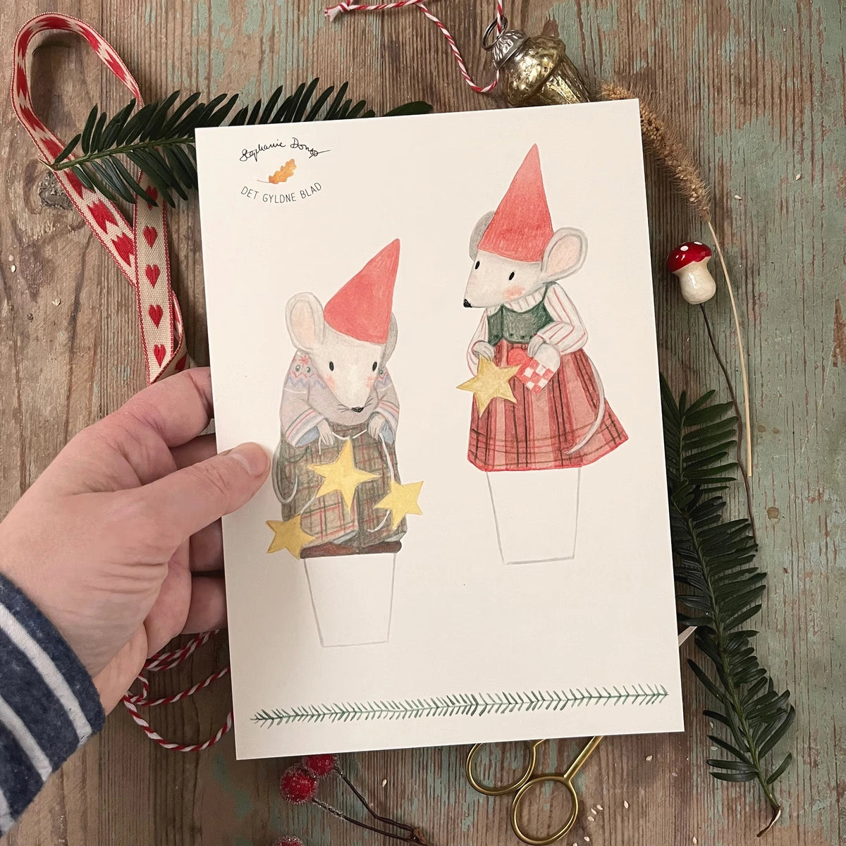 Bastelbogen - Weihnachtsmäuse als Wichtel