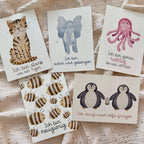 Affirmationskarten für Kinder von doerrtoparadise A6, Karten mit Tiger, Elefant, Krake, Bienen und Pinguinen