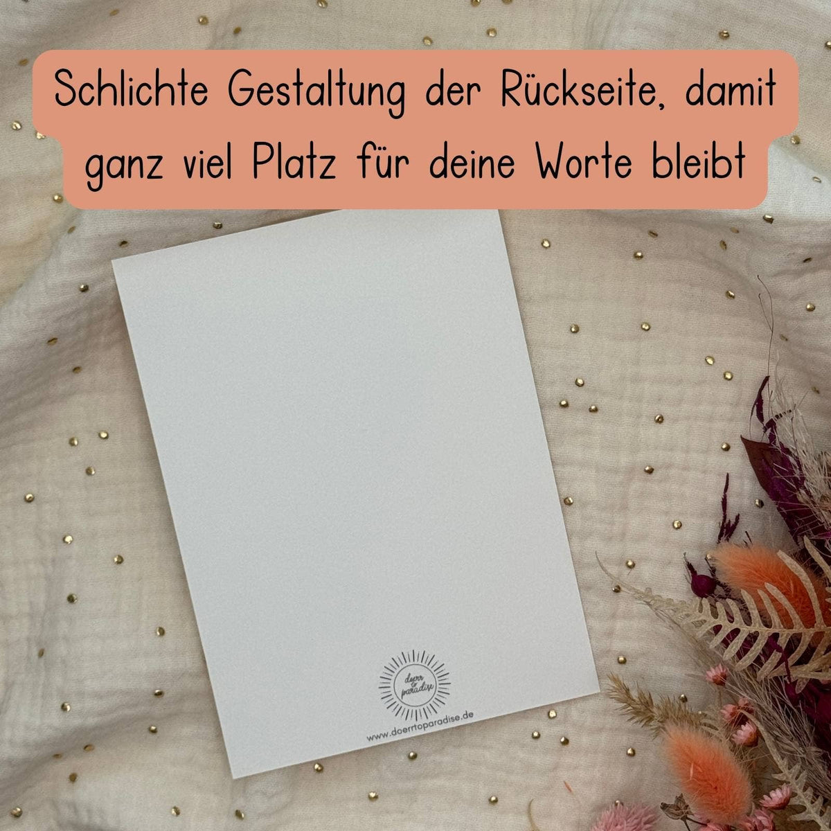 Postkarte Geburtstag Wal von doerrtoparadise A6, Rückseite blanko mit kleinem Logo