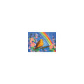 Vogel auf Baum mit Regenbogen