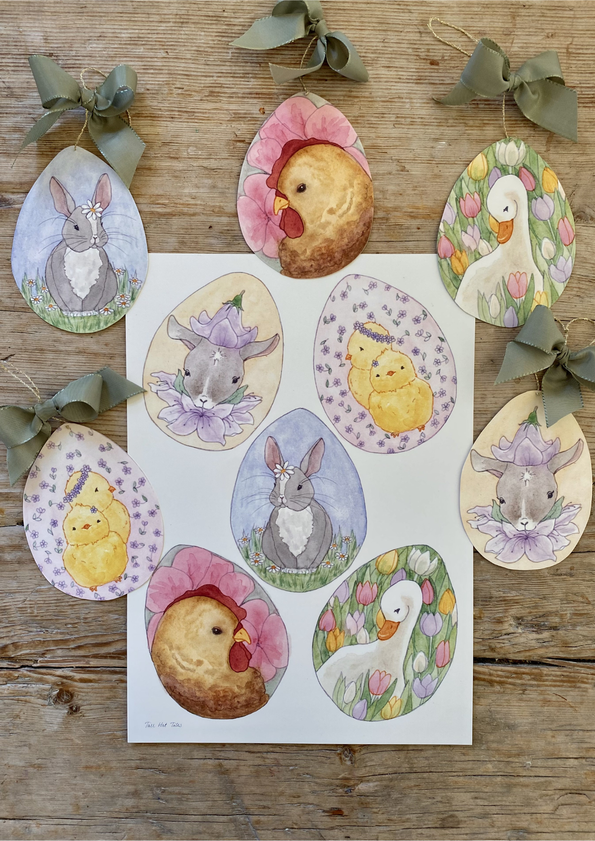Bastelbogen 5 Ostereier mit Motiven von Tall Hat Tales