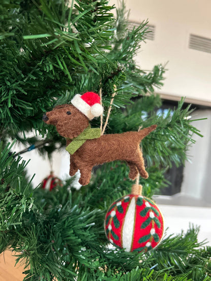 Filzdekoration - Weihnachtsdackel