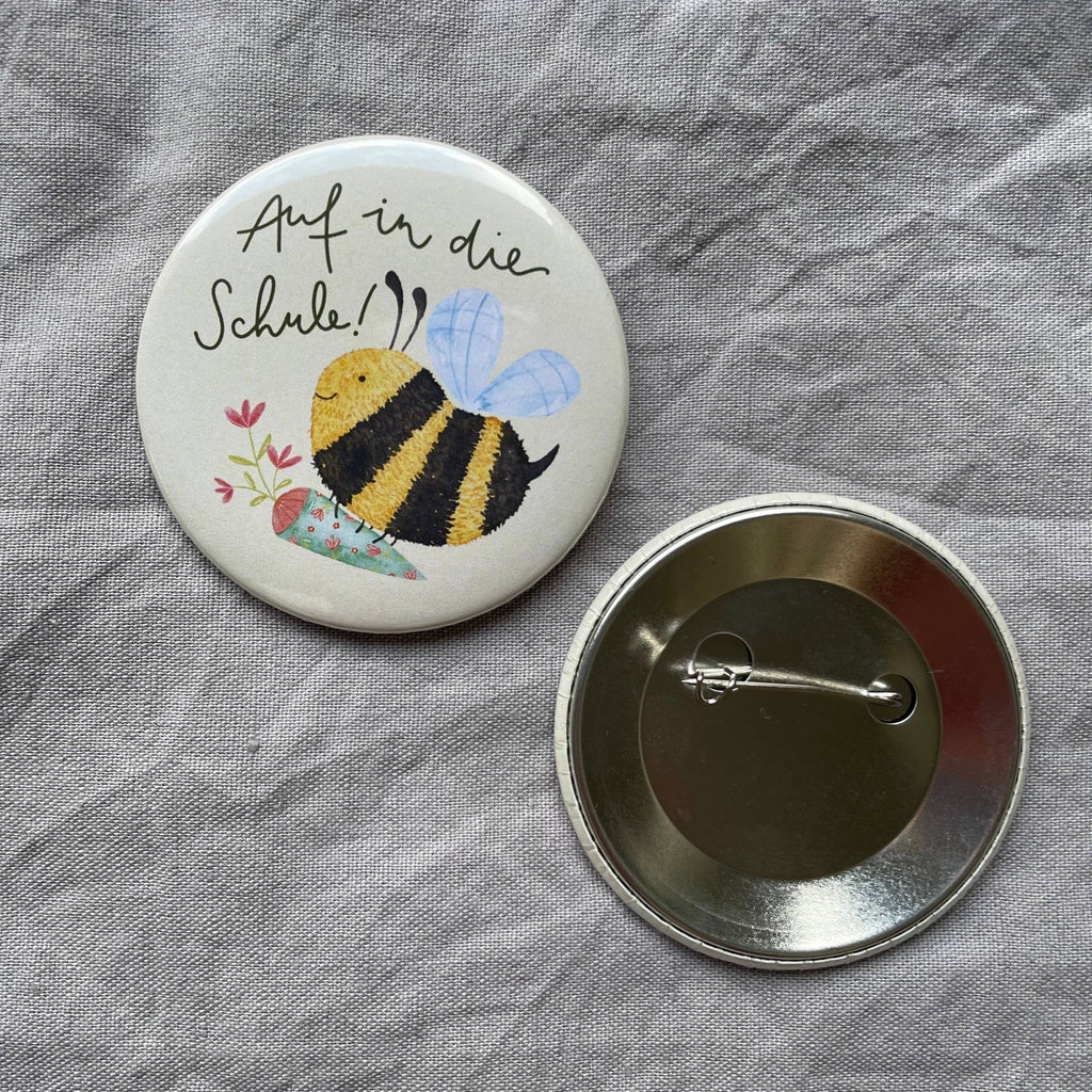 Button - Auf in die Schule - Biene