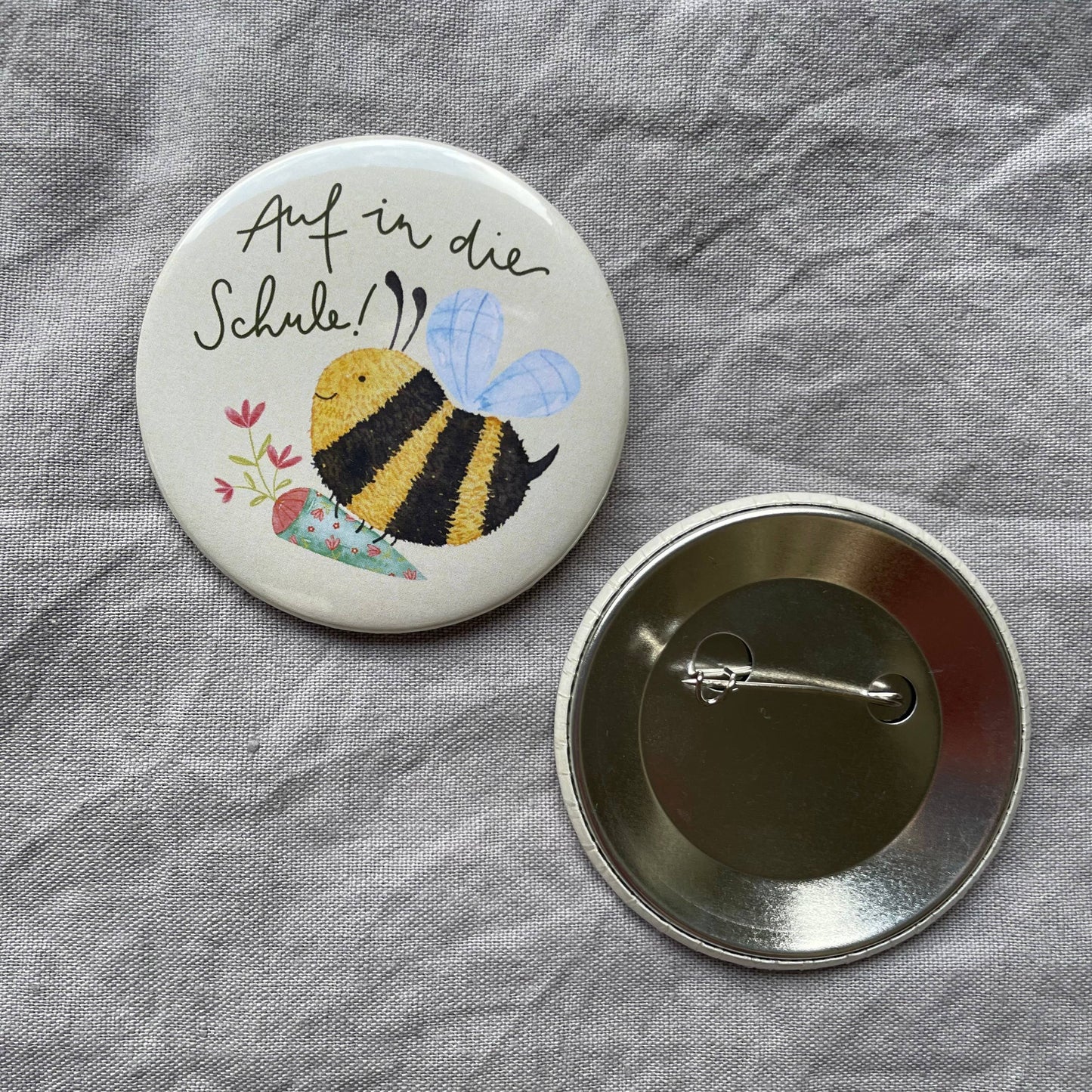 Button - Auf in die Schule - Biene
