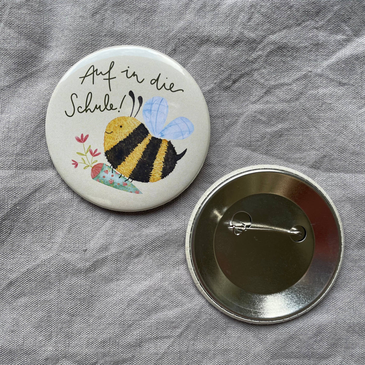 Button - Auf in die Schule - Biene