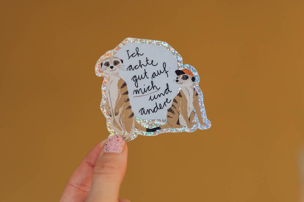 Glitzersticker Erdmännchen „Ich achte gut auf mich und andere.“ von Liesels Wicht