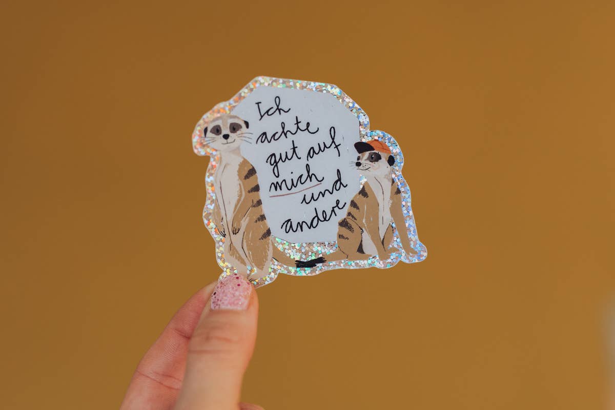 Glitzersticker Erdmännchen „Ich achte gut auf mich und andere.“ von Liesels Wicht