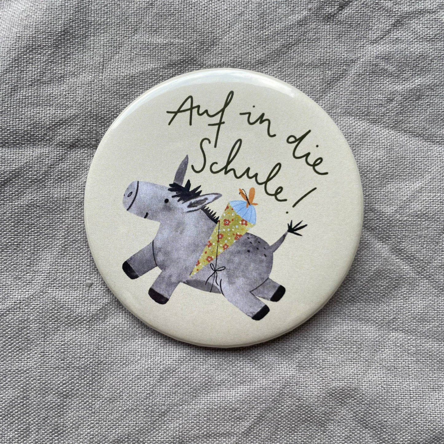 Button - Auf in die Schule - Esel