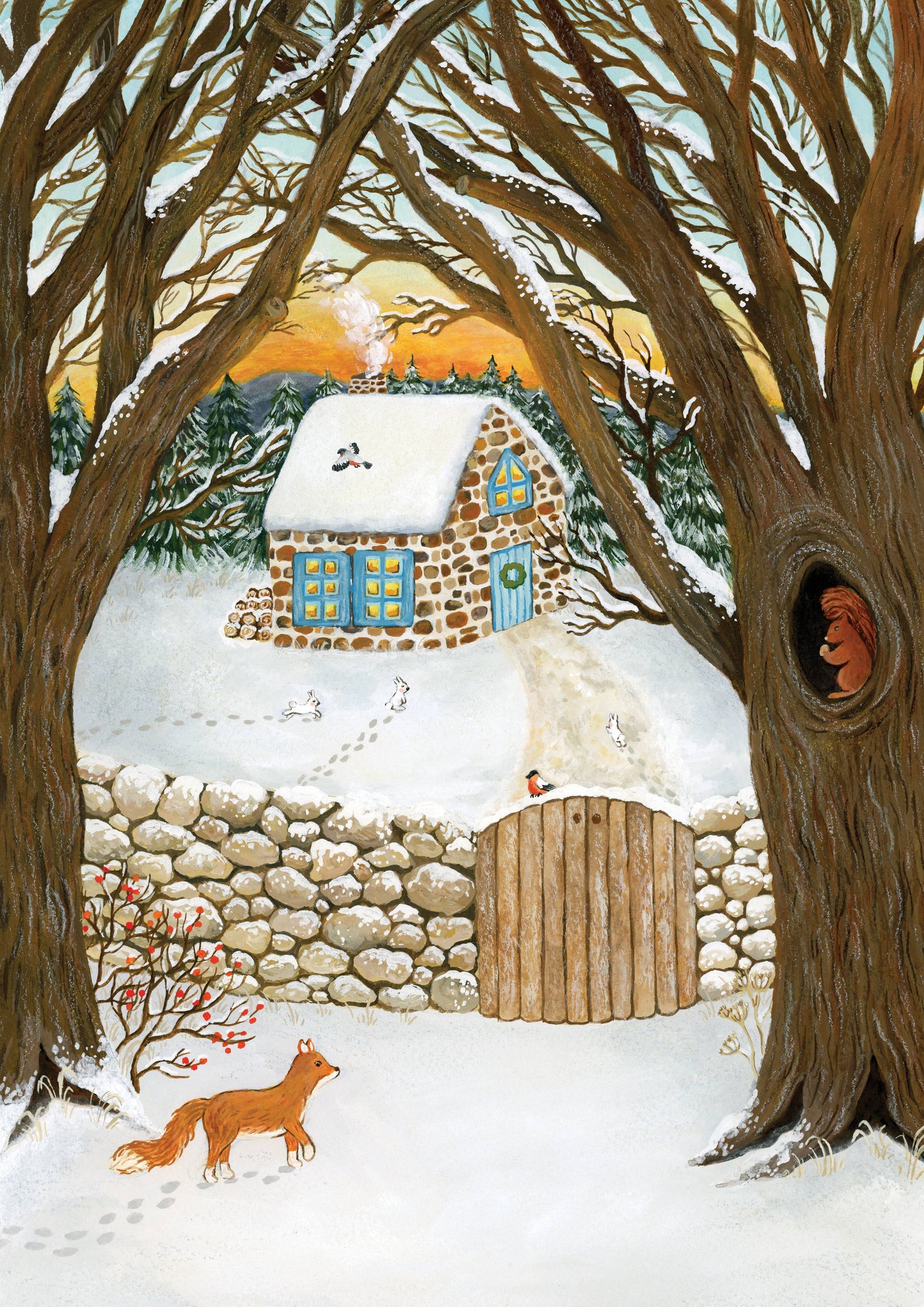 Print - Illustration von Wintersonnenuntergängen