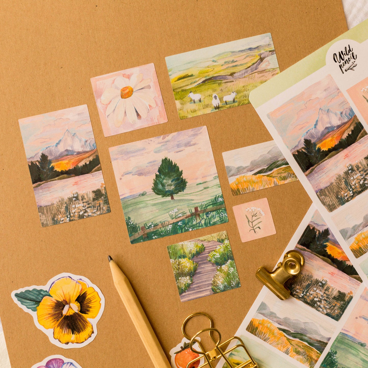 Stickerbogen - Landschaften bei Sonnenaufgang