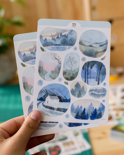 Stickerbogen - Fenster in den Winter