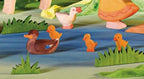 Ostheimer Enten und Entenküken am Teich, Spielszene