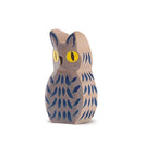 Ostheimer Eule blau, Holzfigur mit gelben Augen