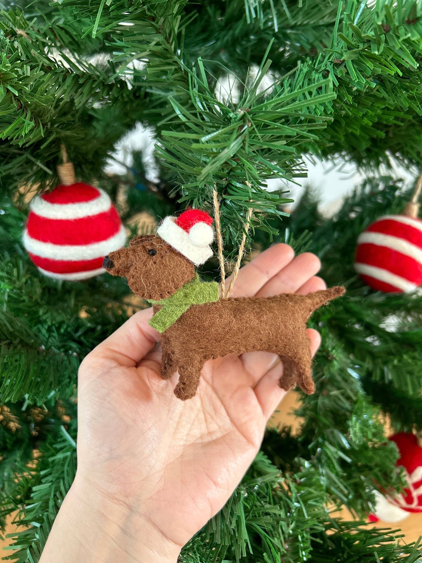 Filzdekoration - Weihnachtsdackel