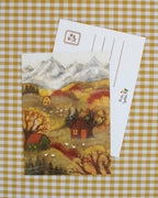 Postkarte Herbst in den Bergen von Asia Spettel A6, Vorder- und Rückseite